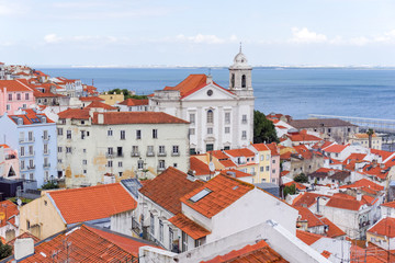 Fototapeta premium Lisbon, Portugal, View of the Alfama District and the River Tagus