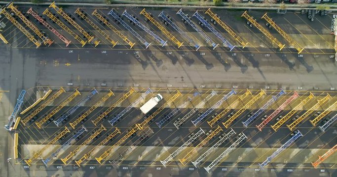 Empty Shipping Yard, Train Yard, Port in South East Portland Oregon with Drone