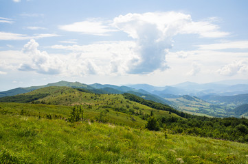 Mountain range in Bieszczady Mountains Poland