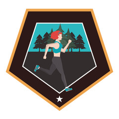 young woman running at night in the field scene