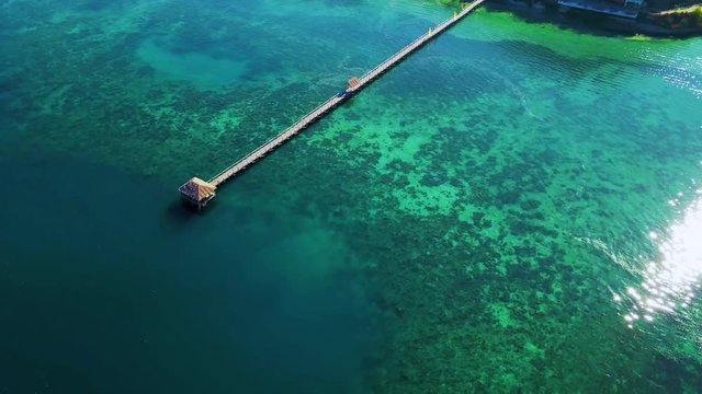 Beautiful wooden dock in Labuan Bajo coast
