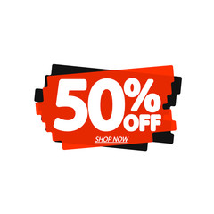 Sale 50% off, bubble banner design template, discount tag, app icon, vector illustration