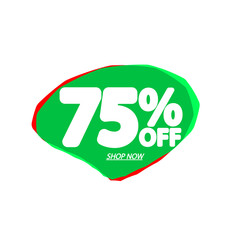 Sale 75% off, bubble banner design template, discount tag, app icon, vector illustration