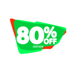 Sale 80% off, bubble banner design template, discount tag, app icon, vector illustration