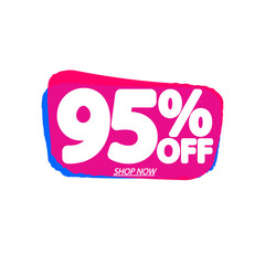 Sale 95% off, bubble banner design template, discount tag, app icon, vector illustration