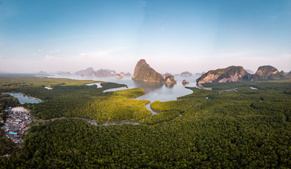 Sunrise Samet Nang She viewpoint Phangnga Bay Thailand 
