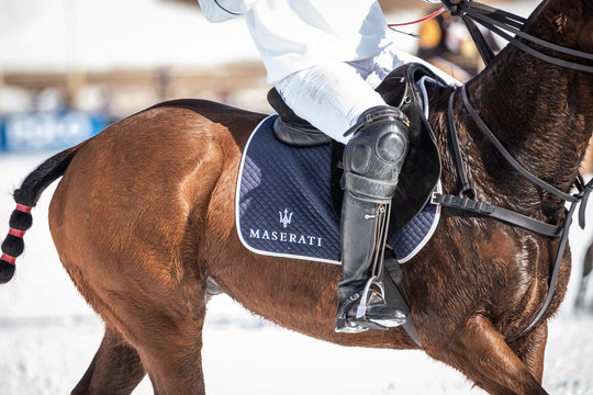 St. Moritz (Switzerland) - January 26, 2020 - Maserati is the sponsor of the Polo Team that plays on the frozen lake of St Moritz