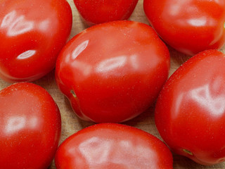 Close-up of Roma Tomatoes Also Called Italian or Plum Tomatoes