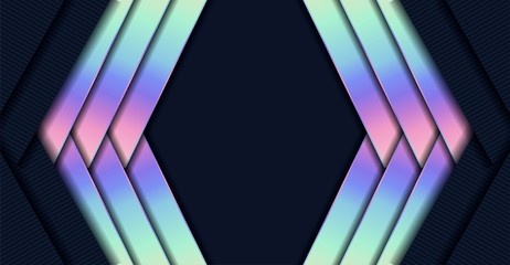 Abstract luxury dark overlap background with gradient neon geometric shape