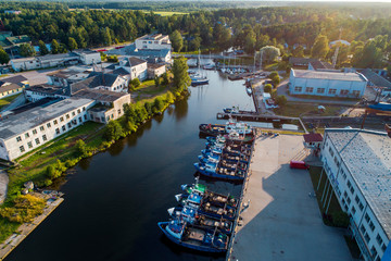 Aerial View of multiple yachts and boats in the dock