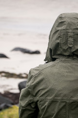 Raindrops on a rain coat