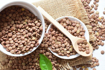 variety of natural lentils in different backgrounds