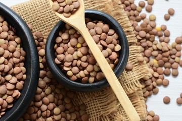 Very colorful natural lentil grains