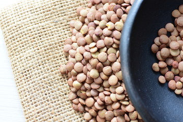 Very colorful natural lentil grains