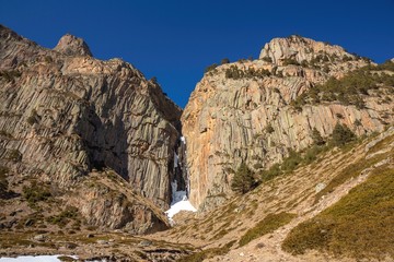 Mountain rocks. The beautiful gorge with high rocks. Nature of the North Caucasus