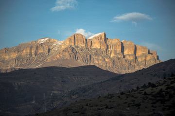 Mountain rocks. The beautiful gorge with high rocks. Nature of the North Caucasus