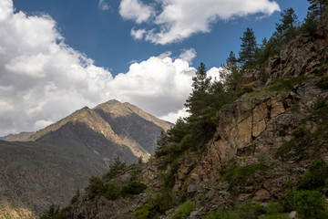 Mountain landscape. A beautiful panorama on high mountains. Nature of the North Caucasus