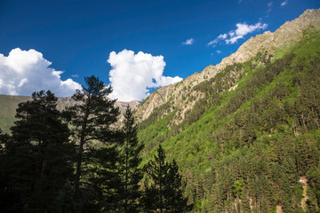 Mountain landscape. A beautiful panorama on high mountains. Nature of the North Caucasus