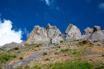 Mountain rocks. The beautiful gorge with high rocks. Nature of the North Caucasus