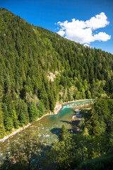 The mountain river in the picturesque gorge. Landscape of the North Caucasus