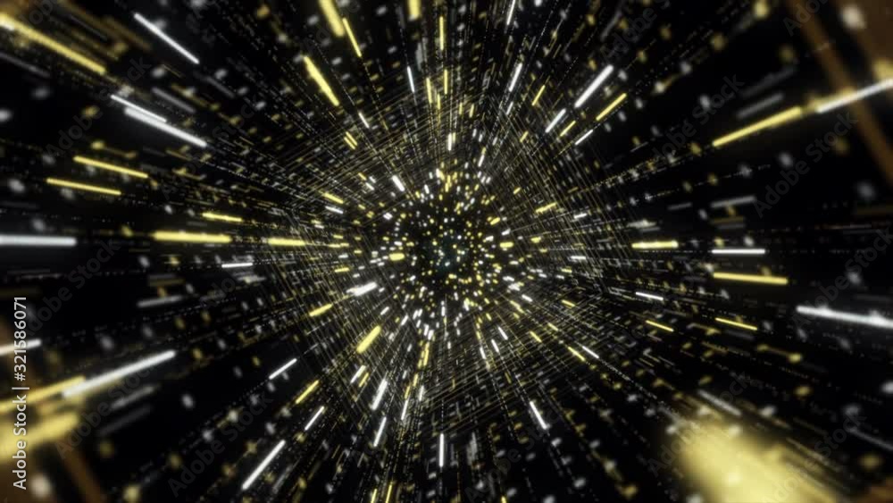 Poster colorful futuristic animation of sci-fi endless tunnel on the black background. animation. hypnotic 