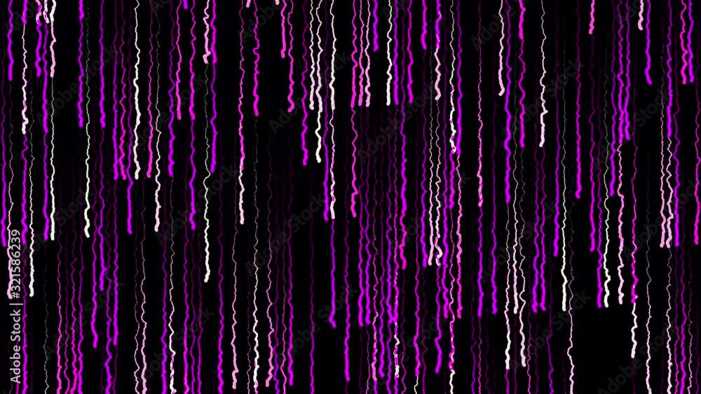 Poster Abstract animation of colorful neon waves moving down on the black background. Animation. Animated Motion Background