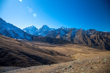 Mountain landscape. A beautiful panorama on high mountains. Nature of the North Caucasus