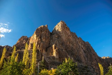 Mountain rocks. The beautiful gorge with high rocks. Nature of the North Caucasus
