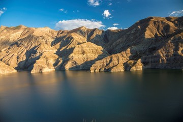 Mountain lake. Beautiful view of the lake with blue water in mountains