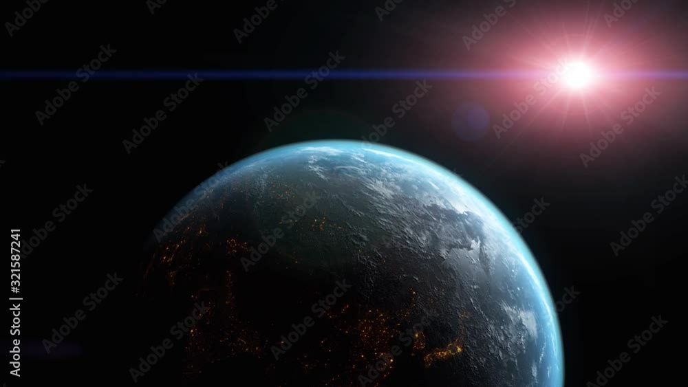 Wall mural 3d scene earth globe with atmosphere and clouds view from the space no stars with use nasa earth ima
