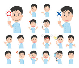 先生　医療　医師　歯科助手　看護師　男性　表情　ポーズ　セット　上半身