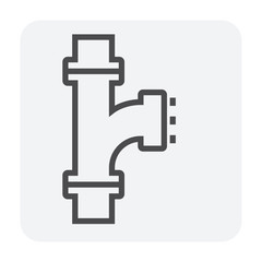 Obraz premium Pipe vector icon. Made from steel or metal connection by flange fitting fixing by screw and bolt. Part for pipeline construction to transport oil and gas in industry, water in plumbing and irrigation.