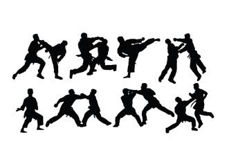 Wrestling and Boxing, art vector silhouettes design