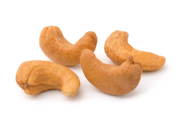 Cashew nuts isolated on white background.