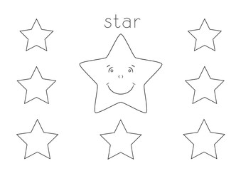 easy coloring pages for kids. geometric shapes, cartoon star