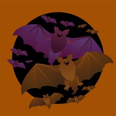 Illustration of Bat Flying Cartoon, Cute Funny Character, Flat Design