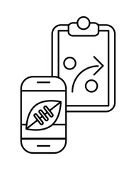 american football sport balloon in smartphone and clipboard