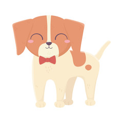 Obraz na płótnie Canvas cute llittle dog standing wtih bow tie domestic cartoon animal, pets