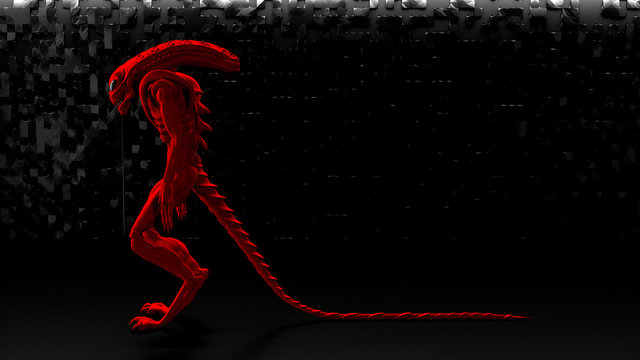 3D Creature Modeling - Red Xenomorph