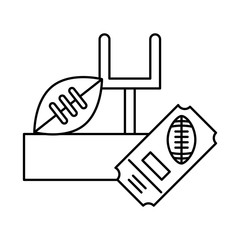 american football sport balloon with goal camp arch and ticket