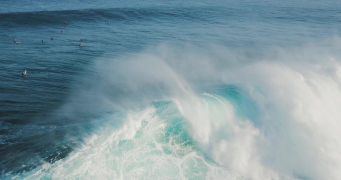 Aerial view of a giant ocean wave