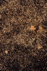 Bright festive colors and flashes of fireworks on the black sky