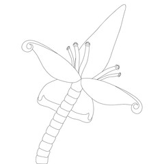 Vector stock illustration of a banana blossom. A tropical flower. Outline of a plant on an isolated background. Coloring book for children and adults. Idea for a children's book or magazine.  Exotic.