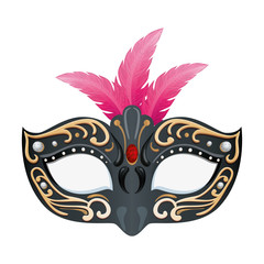 elegant mask with feathers isolated icon vector illustration design