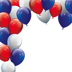 balloons helium white with red and blue vector illustration design