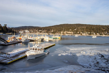Fototapeta premium Maine lobster boats winter