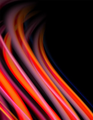 Silk smooth lines on black, liquid fluid color waves. Vector Illustration