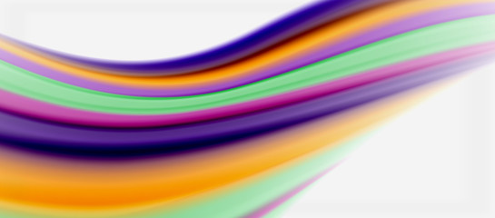 Wave lines abstract background, smooth silk design with rainbow style colors. Liquid fluid color waves. Vector Illustration