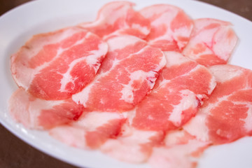 sliced pork for barbecue cooking