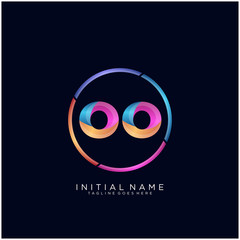 Initial letter OO curve rounded logo, gradient vibrant colorful glossy colors on black background